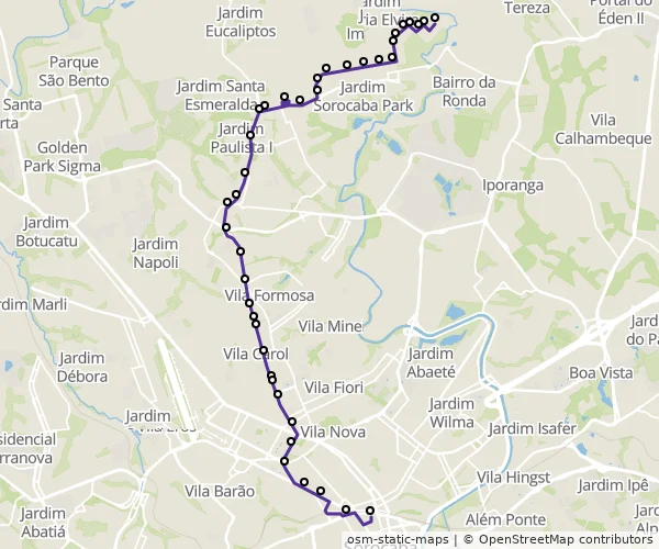 Mapa do itinerário da linha