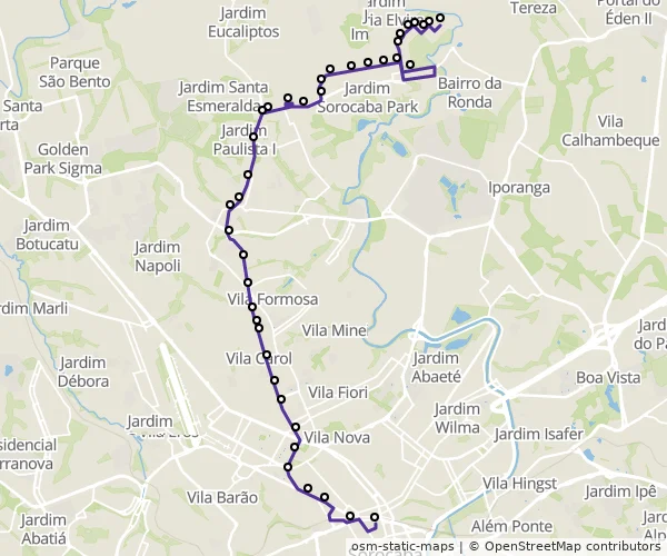 Mapa do itinerário da linha