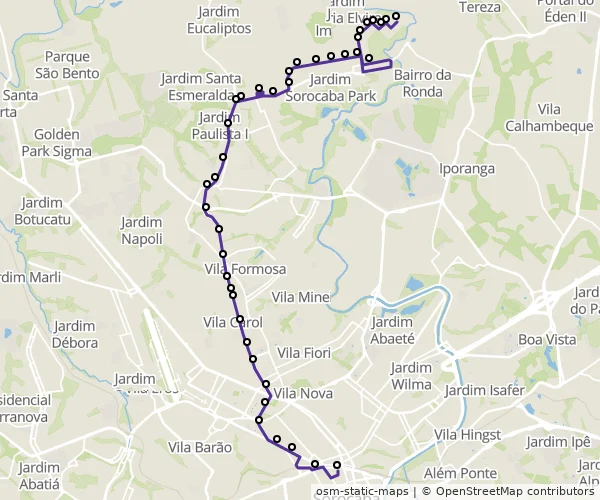 Mapa do itinerário da linha