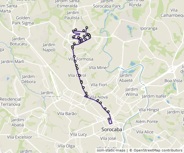 Mapa do itinerário da linha