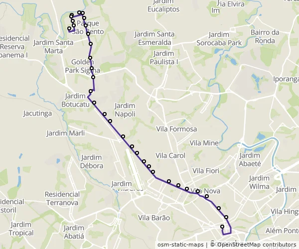 Mapa do itinerário da linha