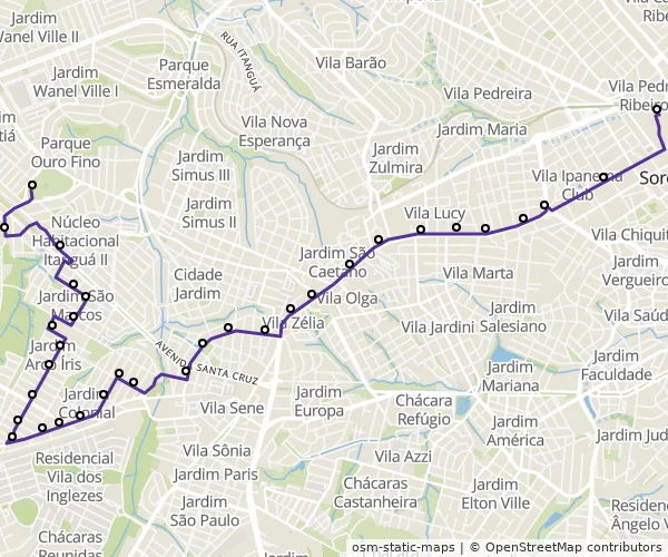 Mapa do itinerário da linha