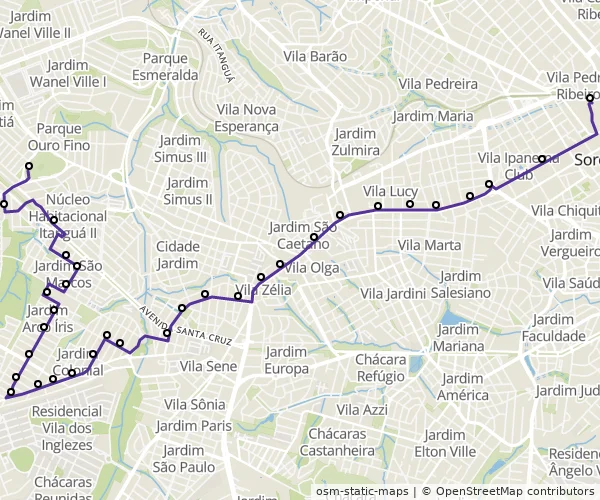 Mapa do itinerário da linha