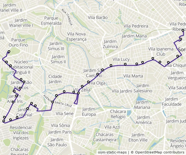 Mapa do itinerário da linha