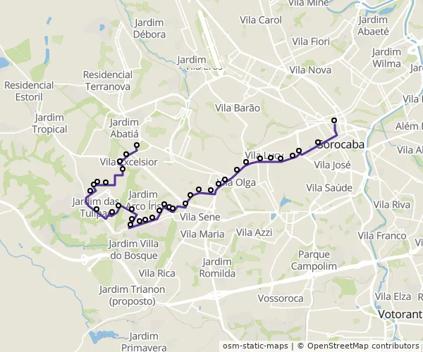 Mapa do itinerário da linha