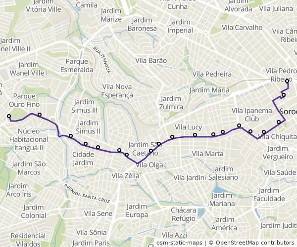 Mapa do itinerário da linha