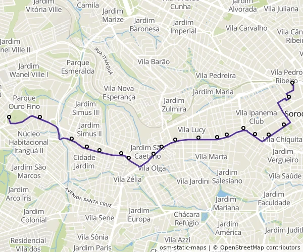 Mapa do itinerário da linha