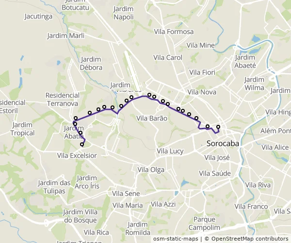 Mapa do itinerário da linha