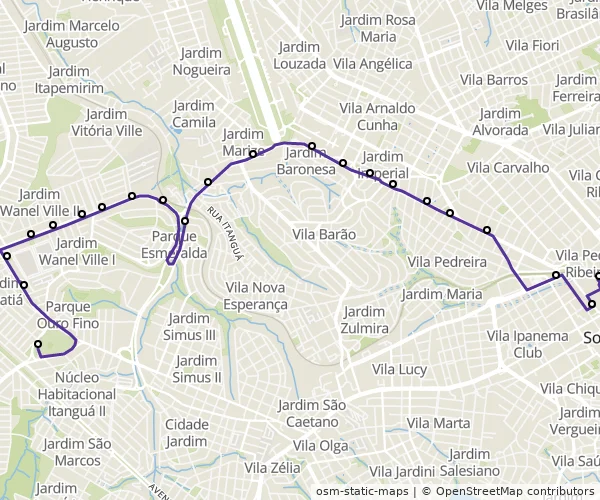 Mapa do itinerário da linha