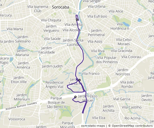 Mapa do itinerário da linha