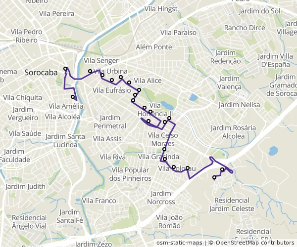 Mapa do itinerário da linha