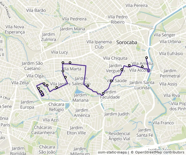 Mapa do itinerário da linha