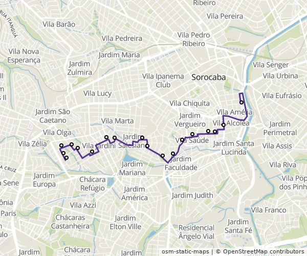 Mapa do itinerário da linha