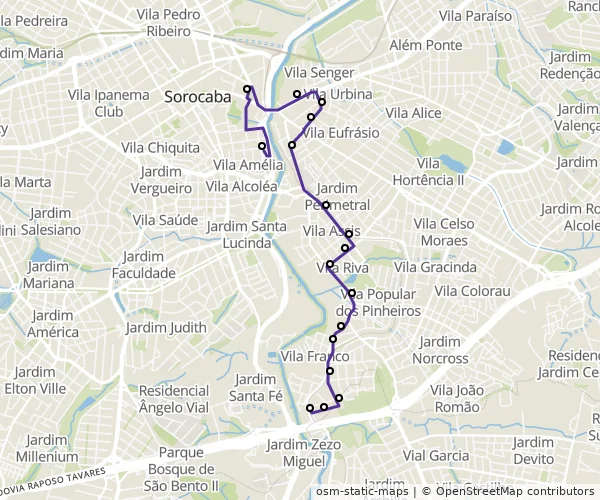 Mapa do itinerário da linha