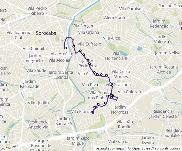Mapa do itinerário da linha