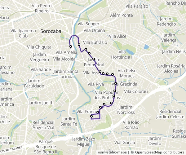 Mapa do itinerário da linha