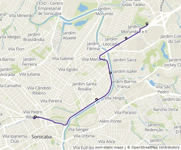 Mapa do itinerário da linha