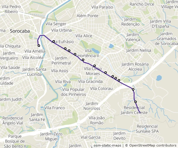 Mapa do itinerário da linha
