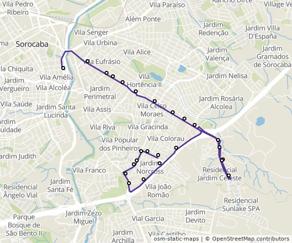 Mapa do itinerário da linha