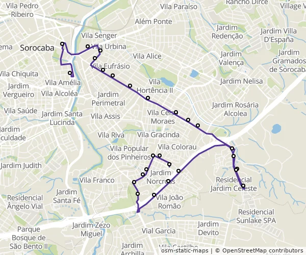Mapa do itinerário da linha