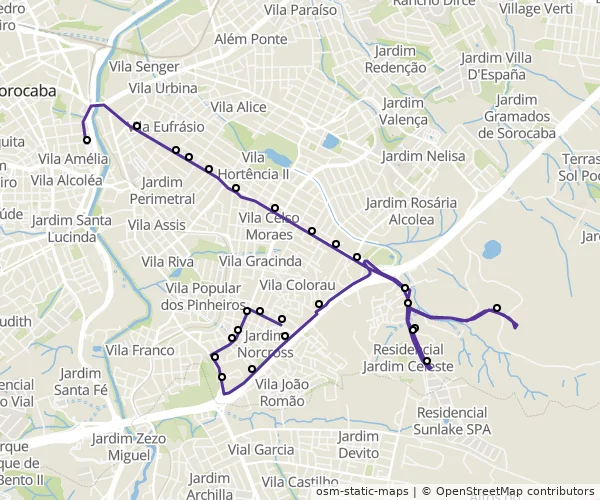 Mapa do itinerário da linha