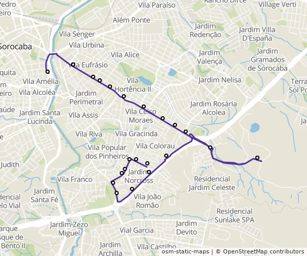 Mapa do itinerário da linha