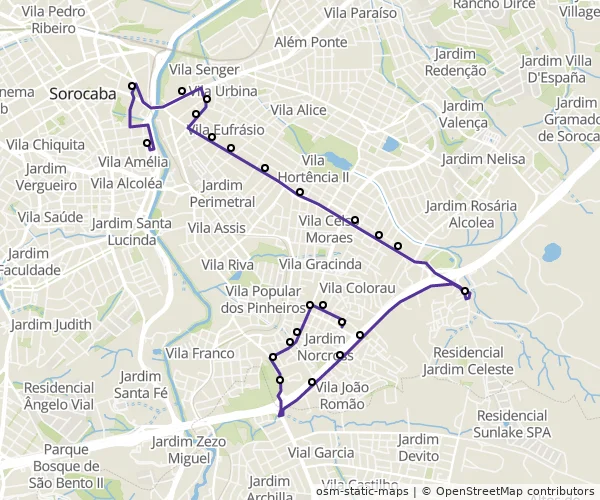 Mapa do itinerário da linha
