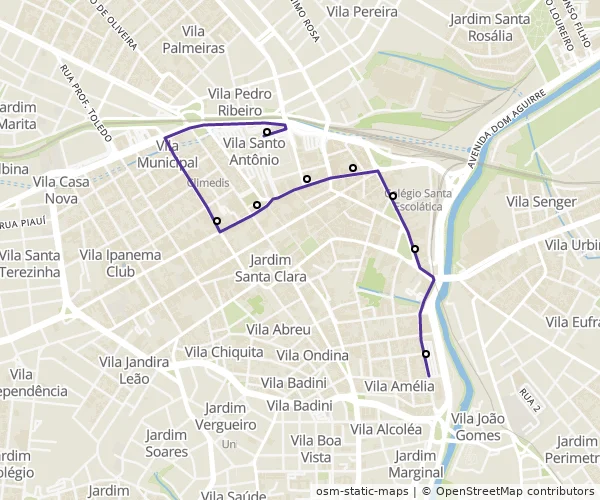 Mapa do itinerário da linha