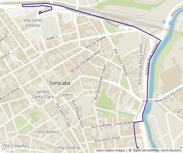 Mapa do itinerário da linha