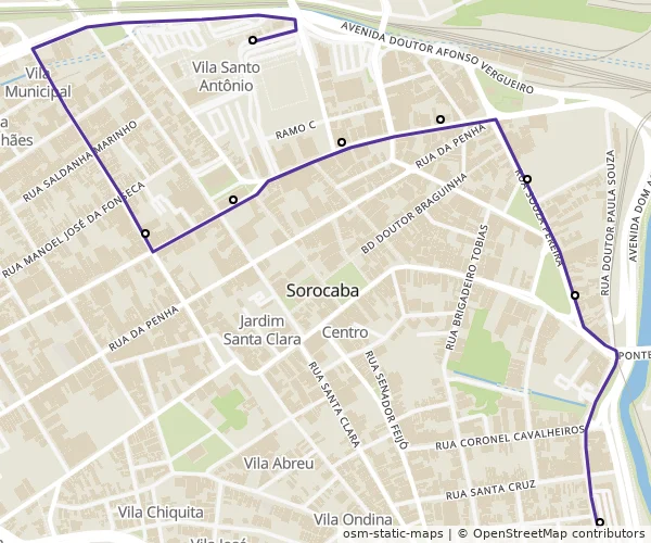 Mapa do itinerário da linha