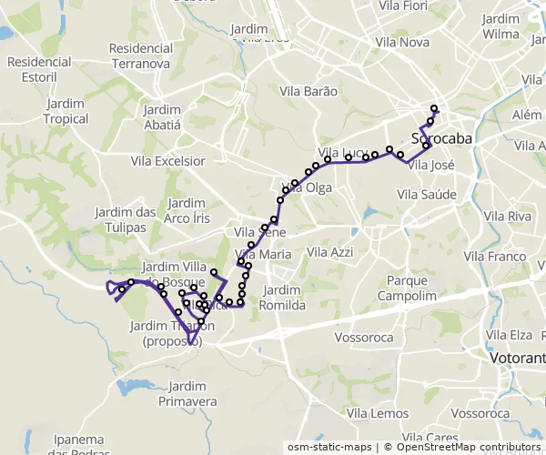 Mapa do itinerário da linha