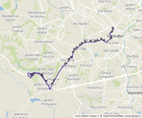 Mapa do itinerário da linha