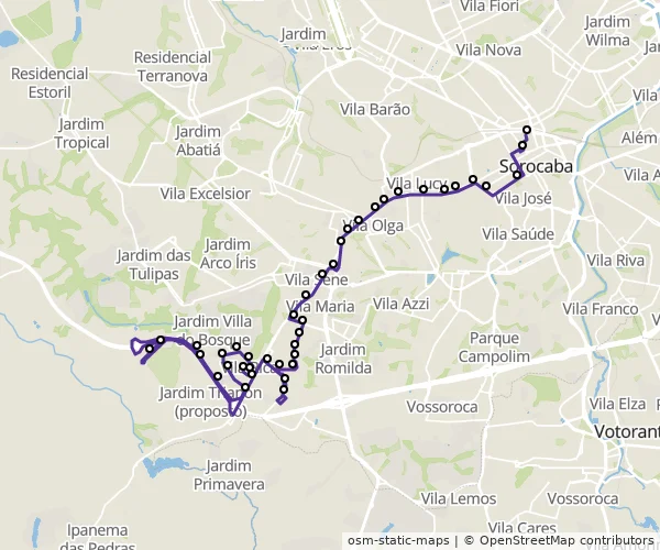Mapa do itinerário da linha