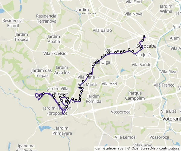 Mapa do itinerário da linha