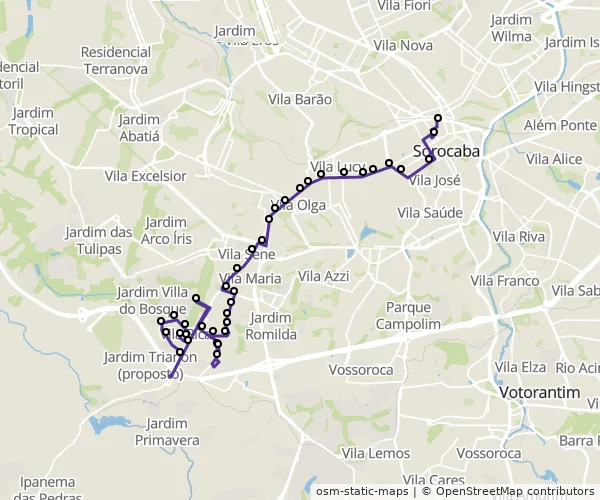 Mapa do itinerário da linha