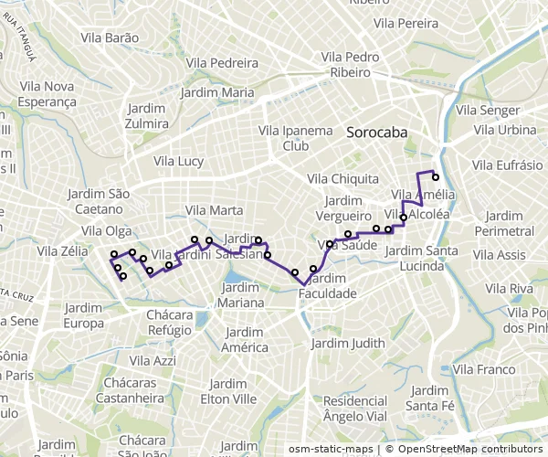 Mapa do itinerário da linha