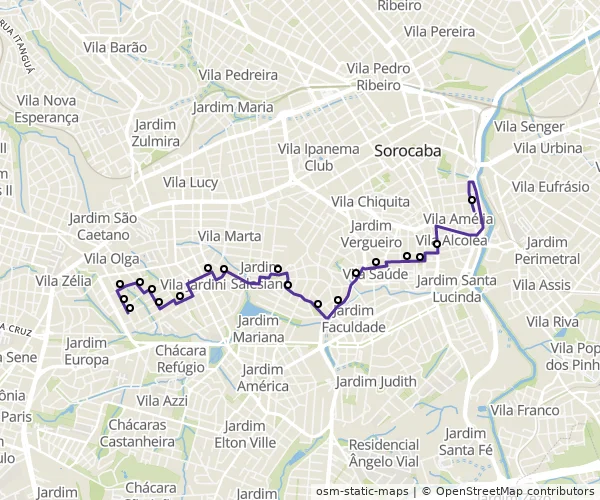 Mapa do itinerário da linha