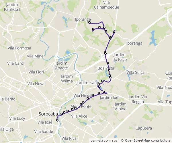 Mapa do itinerário da linha