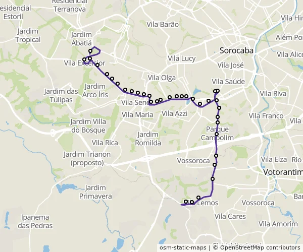 Mapa do itinerário da linha
