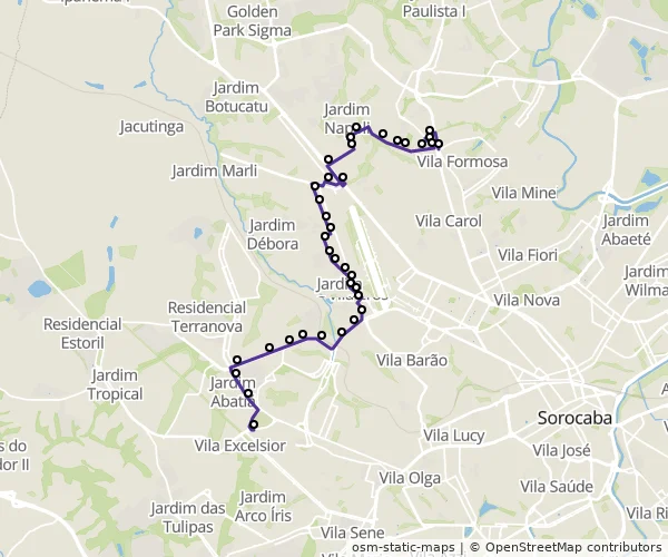 Mapa do itinerário da linha