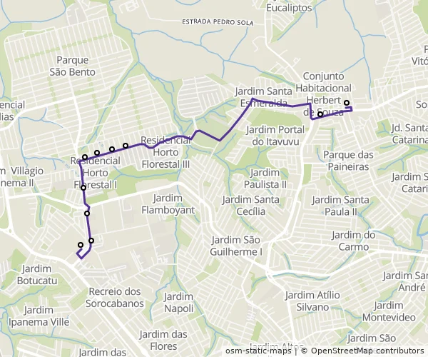 Mapa do itinerário da linha