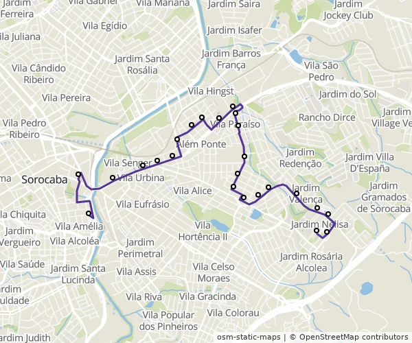 Mapa do itinerário da linha