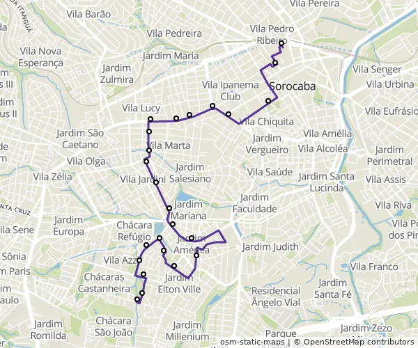 Mapa do itinerário da linha