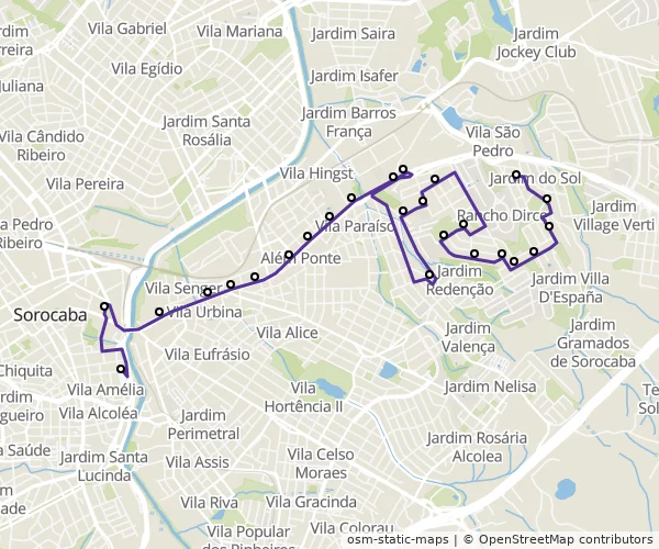 Mapa do itinerário da linha