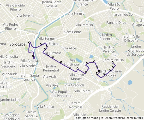 Mapa do itinerário da linha