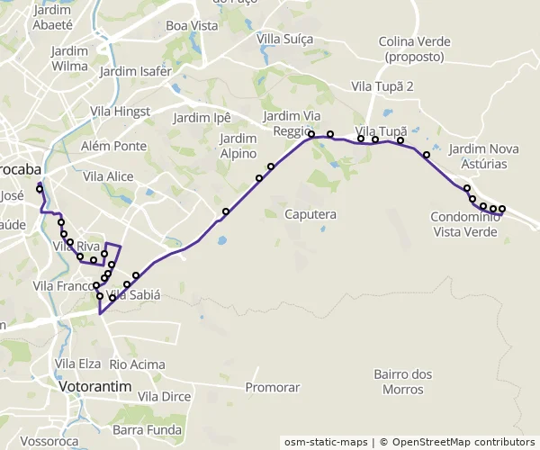 Mapa do itinerário da linha
