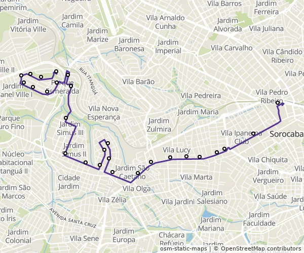 Mapa do itinerário da linha