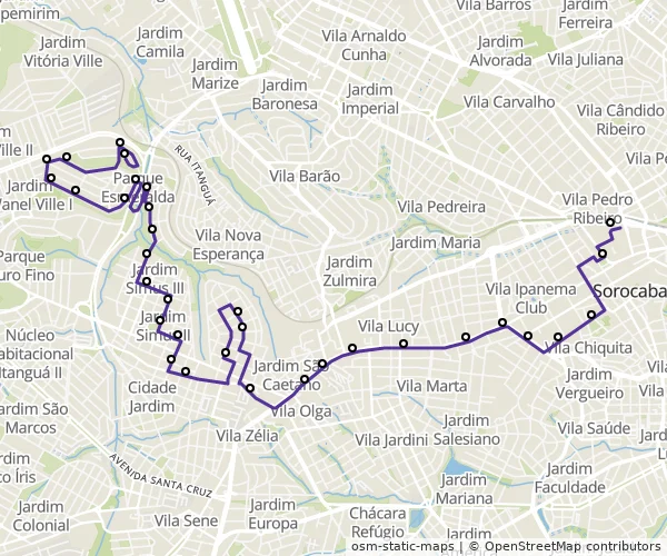 Mapa do itinerário da linha
