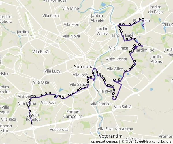 Mapa do itinerário da linha