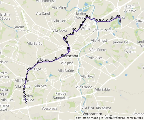 Mapa do itinerário da linha